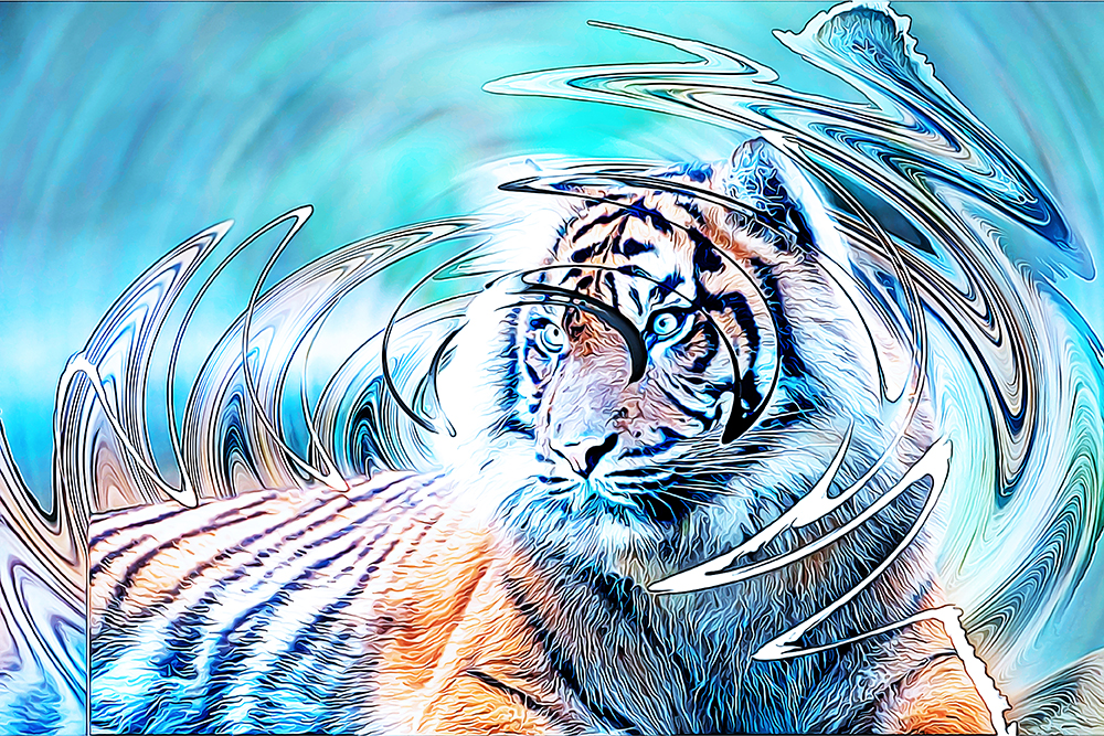 Sumatraanse tijger - Sumatran tiger (Dreaming - Twirl Paint Photoshop Action)