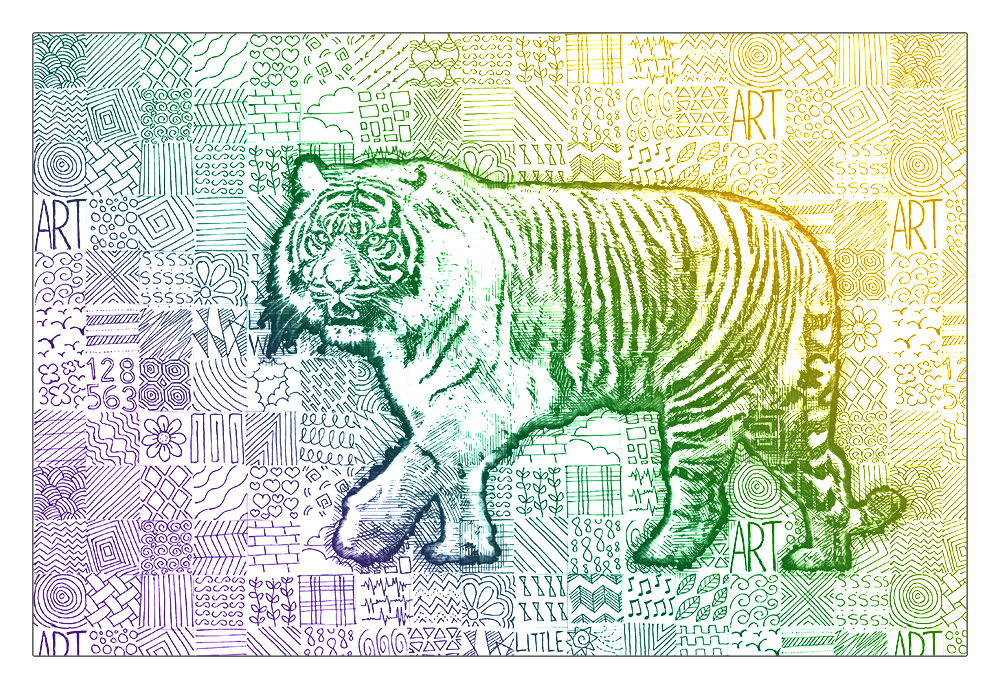 Tijger - Tiger - Doodle Mosaic Art Photoshop Action