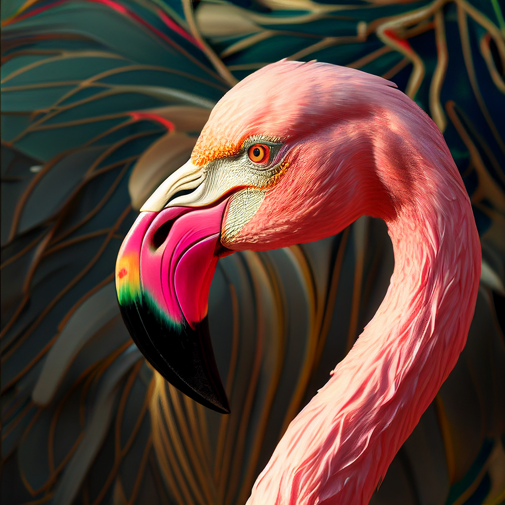 Flamingo gegenereert met Midjourney - Flamingo generated with MidJourney
